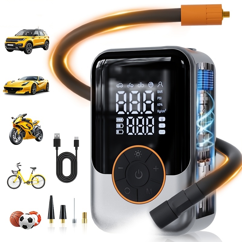 Digital Tire Pressure Gauge Rechargeable - Compresseur d'air portable pour gonfler les