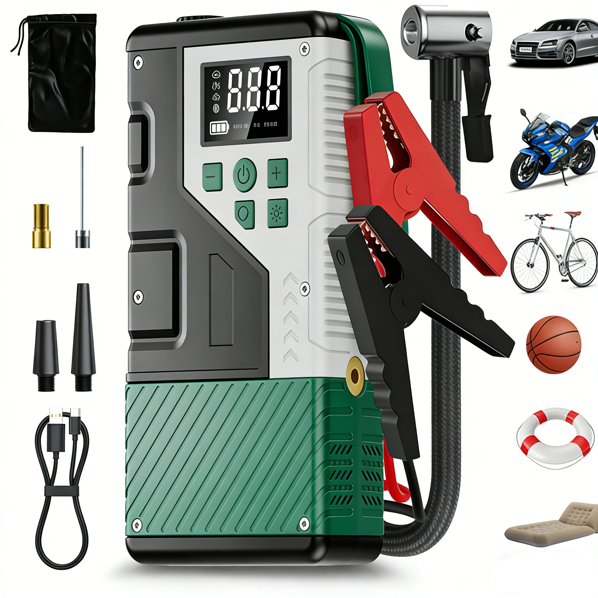 Portable Air Compressor Jump Starter Combo - Compresseur d'air portable pour voiture 150