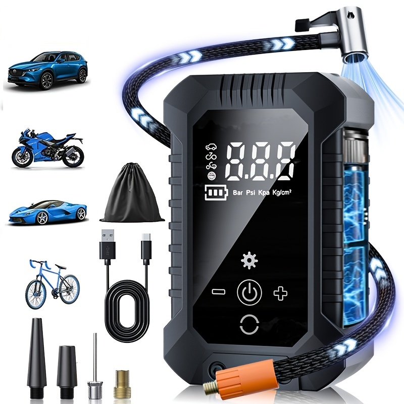 Digital Tire Pressure Gauge Rechargeable - Compresseur d'air portable sans fil pour