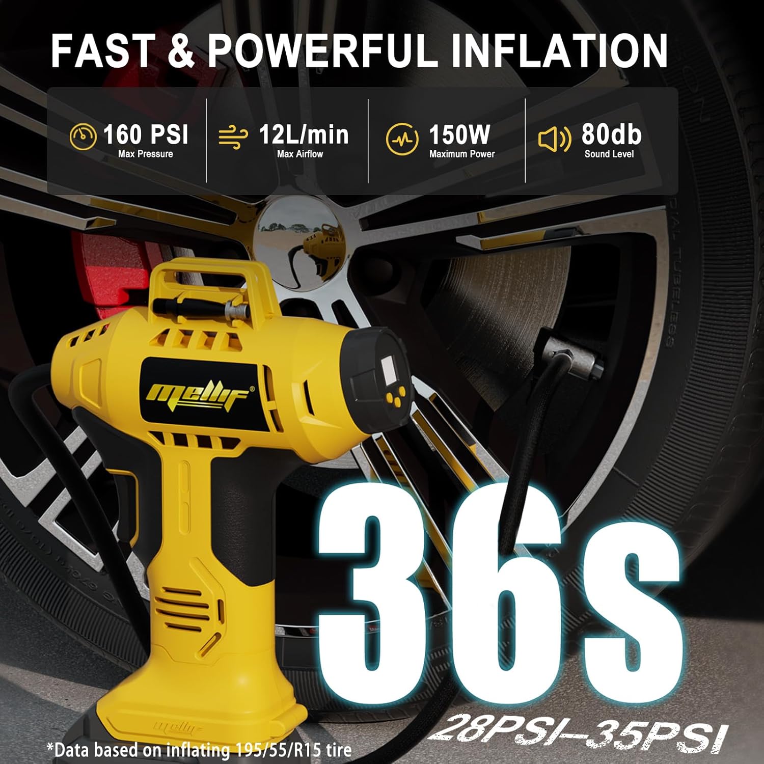 Gonfleur de pneus 160 PSI comp - Cordless Air Pump 20V Battery avis et prix