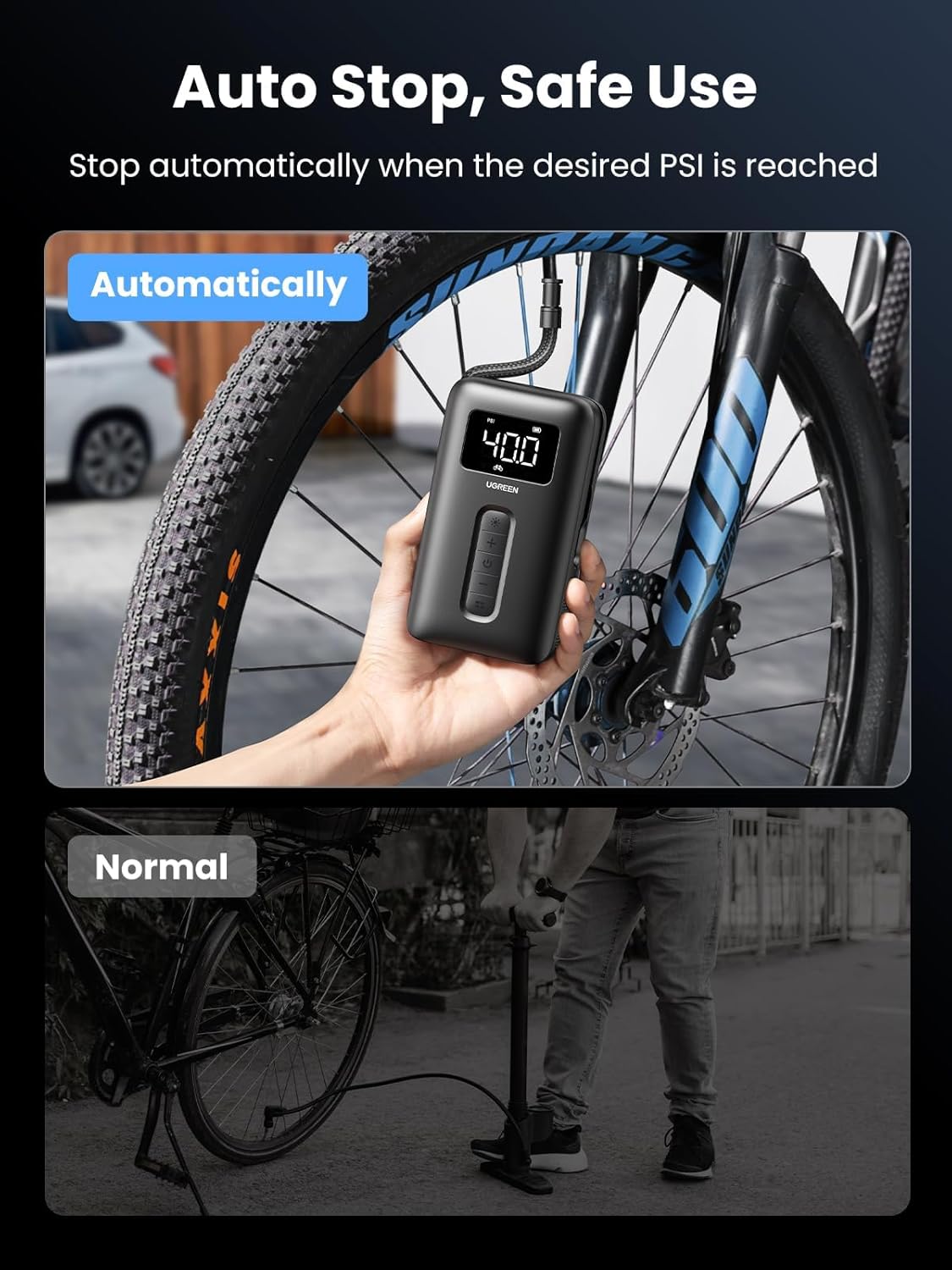 UGREEN : gonfleur de pneus por - Cordless Inflator For Car Bike Ball avis et prix