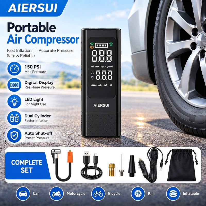 Gonfleur de pneus portable, co - Tire Inflator With Pressure Gauge Auto Stop avis et prix