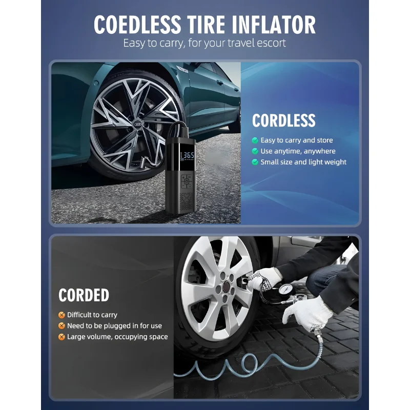 Compresseur d'air portable pou - Cordless Tire Inflator 150Psi avis et prix