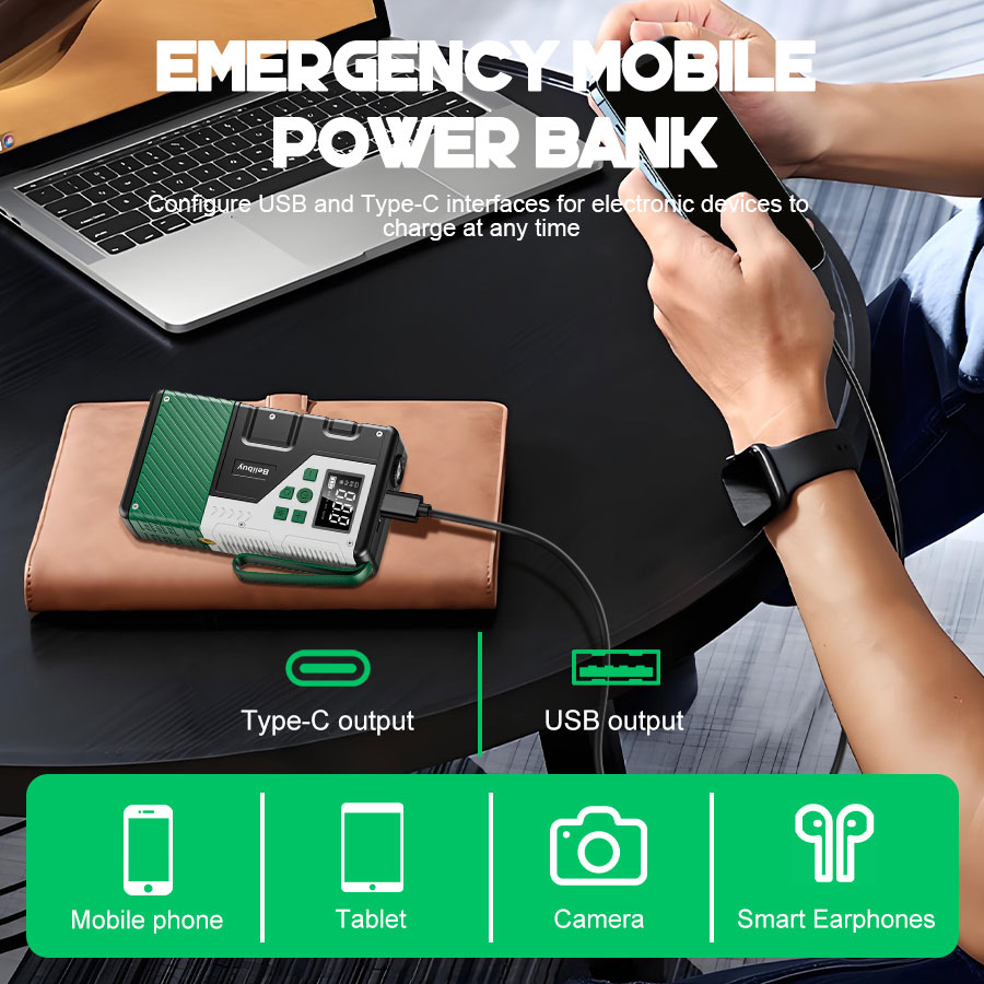 Compresseur d'air portable pou - Portable Air Compressor Jump Starter Combo avis et prix