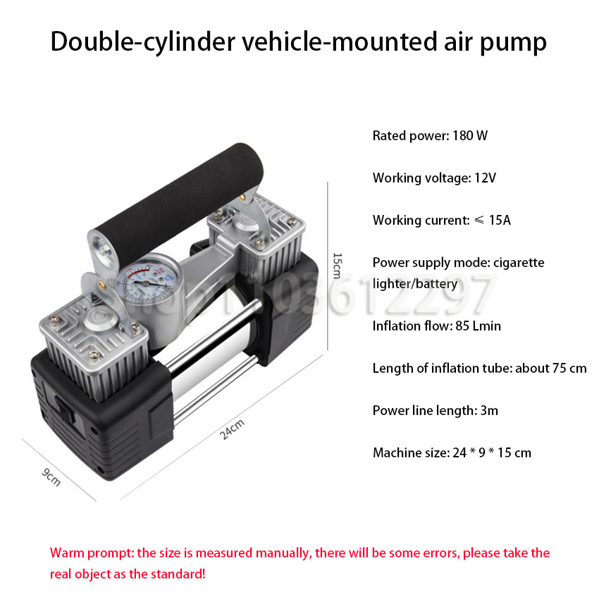 Pompe à air pour voiture 12V h - Tire Inflator Dual Cylinder avis et prix