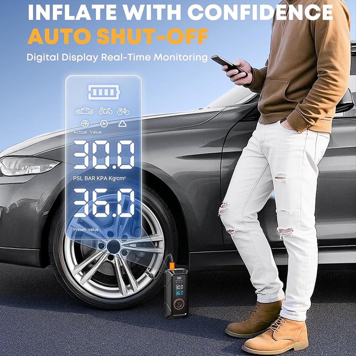 Compresseur d'air portable L77 - Cordless Inflator For Car Bike Ball avis et prix