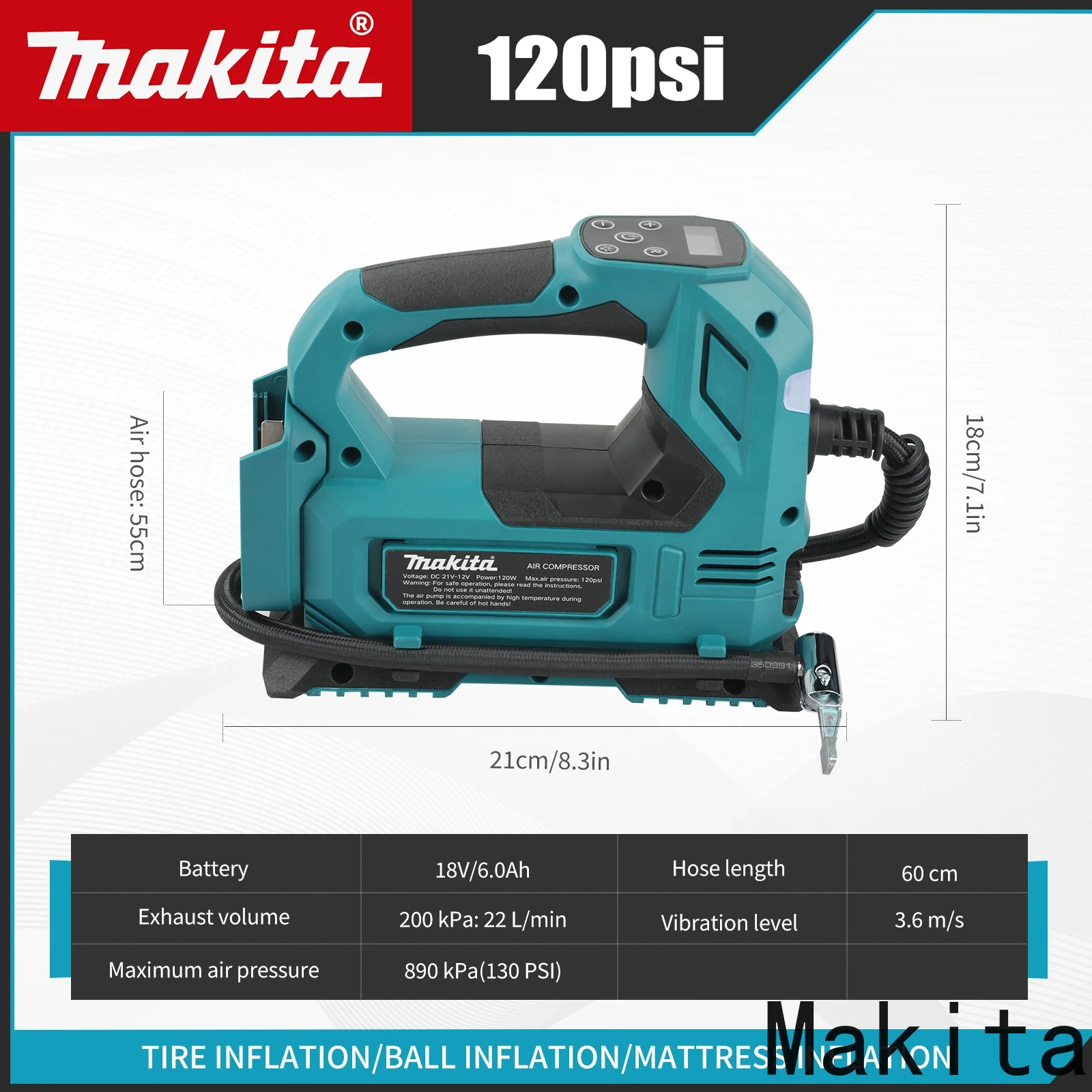 Pompe à air électrique Makita  - Cordless Tire Inflator 150Psi avis et prix