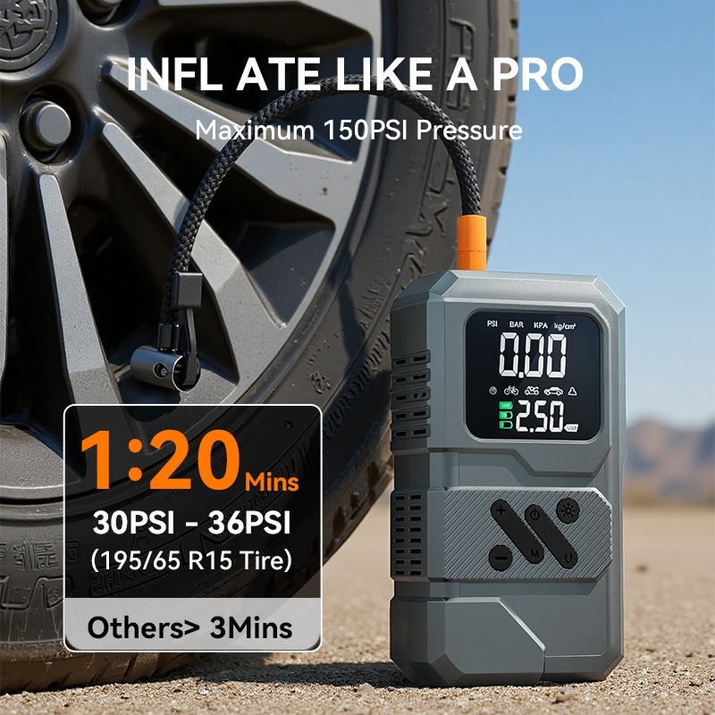 Démarreur de voiture avec comp - Portable Air Compressor 12V Digital avis et prix