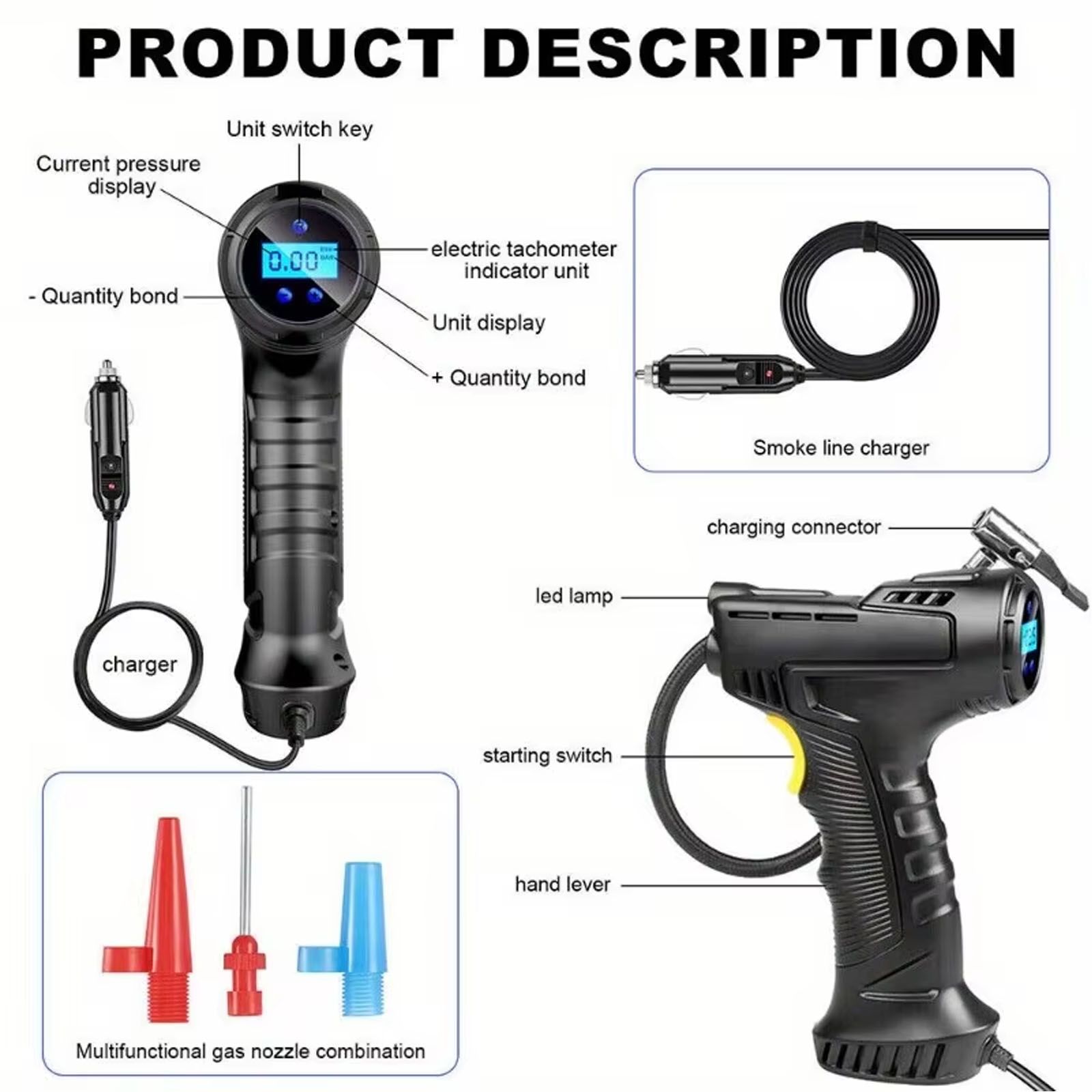 Compresseur d'air numérique po - Cordless Tire Inflator 150Psi avis et prix