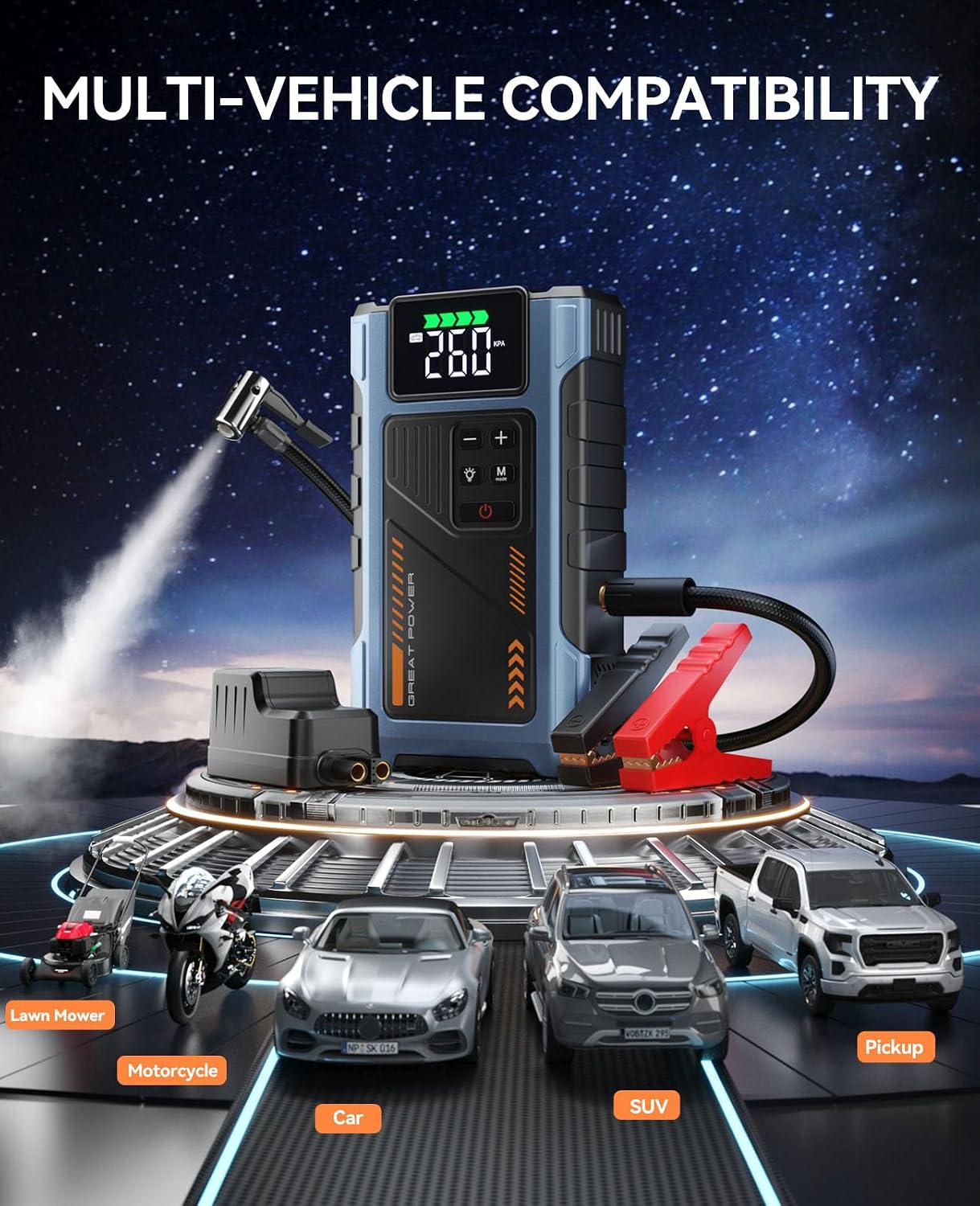 Chargeur de batterie de voitur - Portable Air Compressor Jump Starter Combo avis et prix