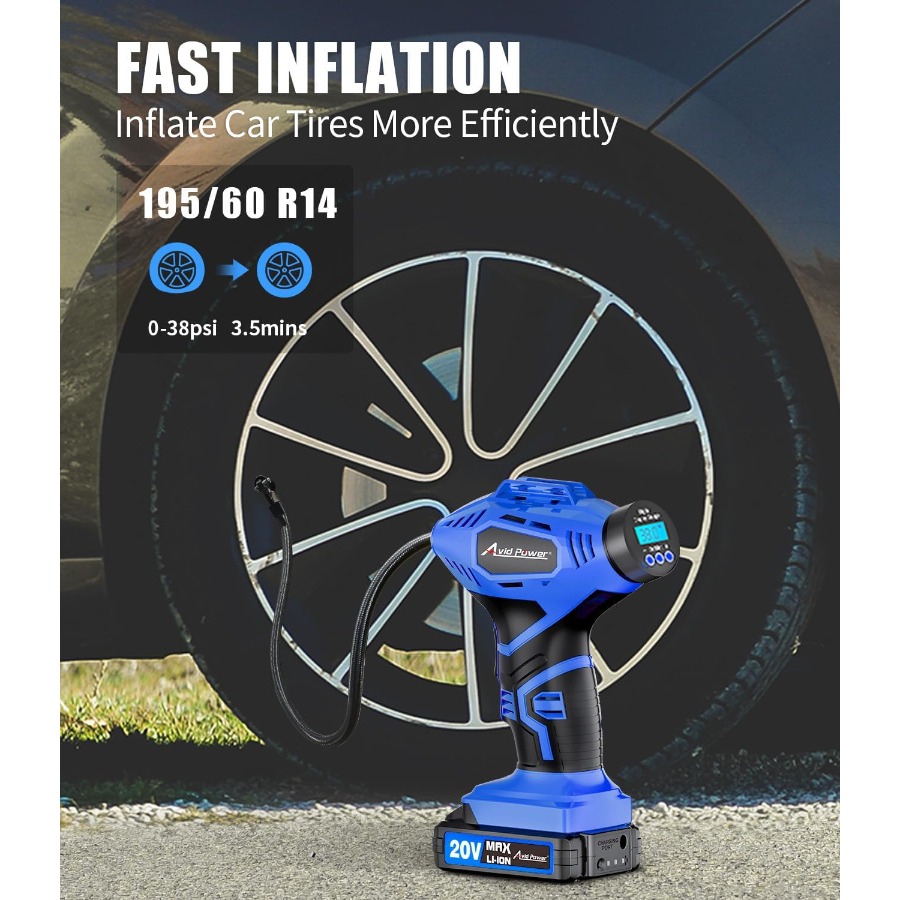 Gonfleur de pneus sans fil, co - Cordless Air Pump 20V Battery avis et prix